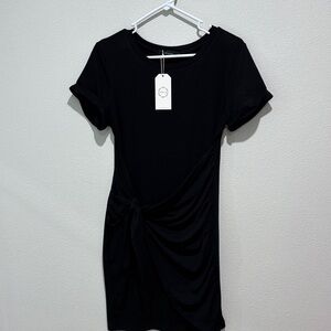 Chic Black Mini Dress with front tie